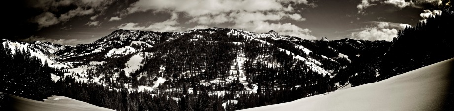 Panorama from above the corrals out Warm Springs Road in Sun Valley, Idaho